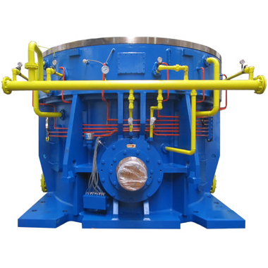 Vertical mills require extremely high rated power and extremely high usability. The gearboxes as the key component of vertical mills are used for transmitting power, reducing the rotating speed of the motor to the rotating speed required by the mill during grinding, and supporting the mill’s millstone. High axial force and partial radial force geuerated during the grinding process are transmitted to the mill foundation through thrust bearing and the housing.